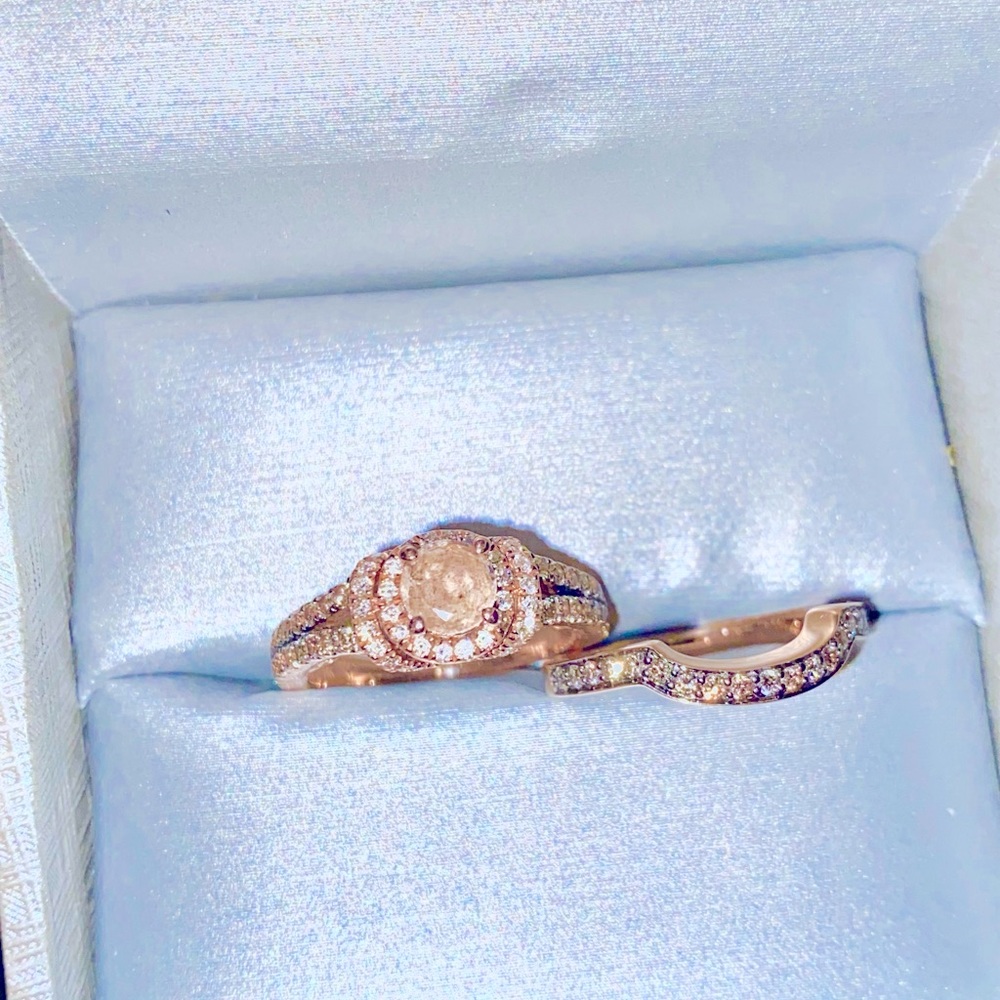 Zales rose gold wedding band and engagement ring